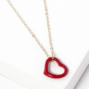 Red Heart Pendant Necklace Chain Metal Casual Simple Dainty Jewelry